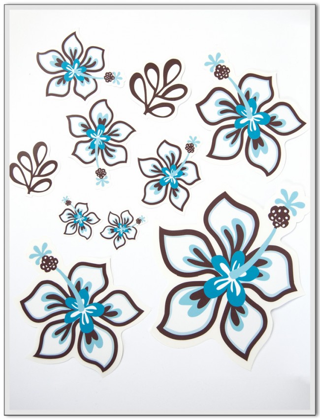 Autoaufkleber Set - Hibiskus türkis