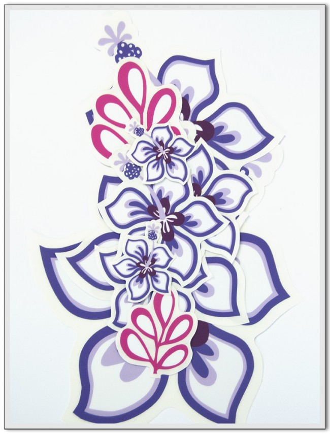 Autoaufkleber Set - Hibiskus lila