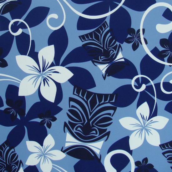 Sitzbezug für Einzelsitz mit Gurtaufsatz inkl. Kopfstützenbezug - Tiki Maske blau