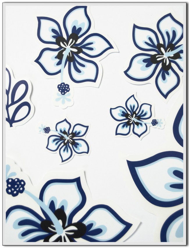 Autoaufkleber Set - Hibiskus schwarz