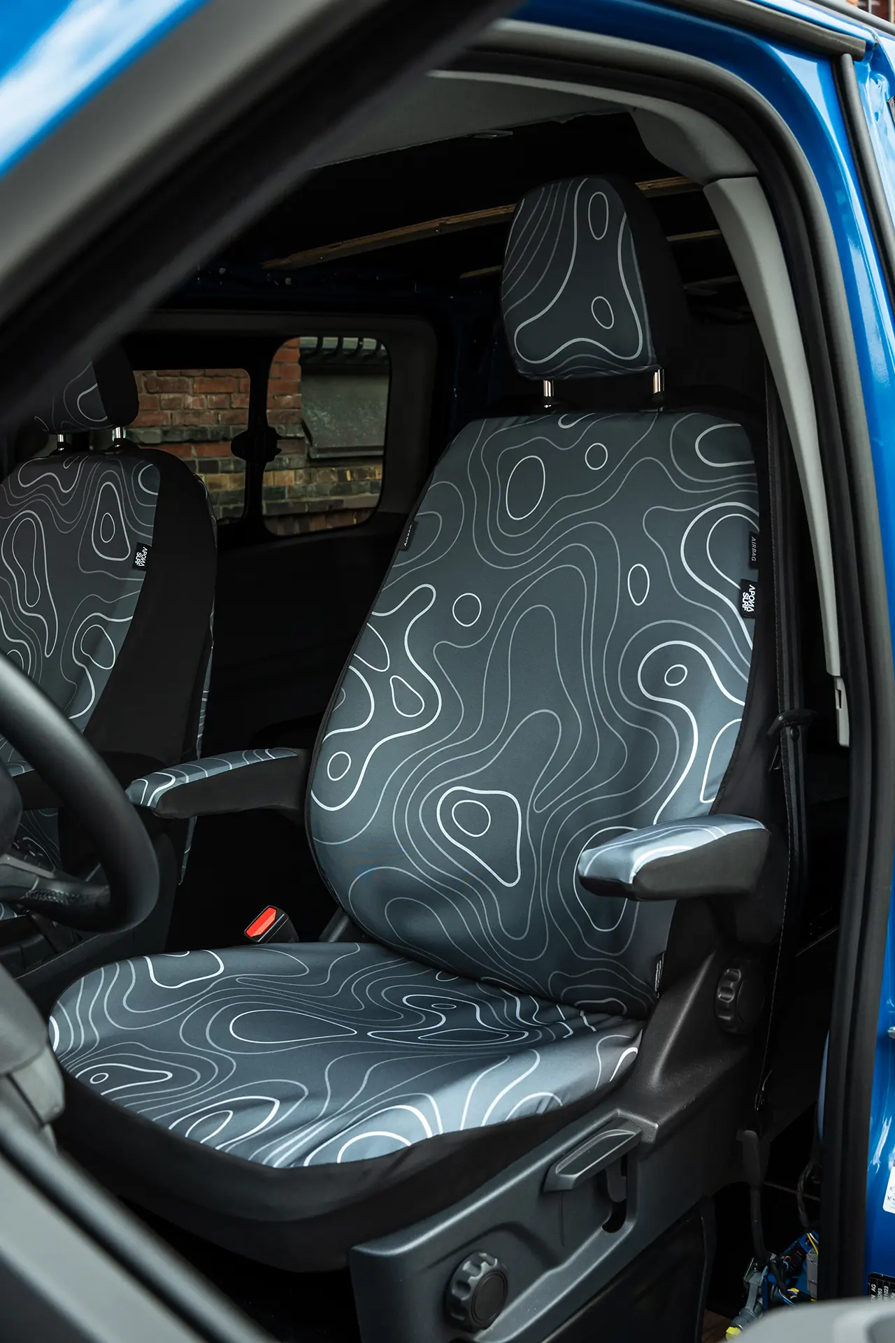 Ford Transit Custom Sitzbezüge in Hibiskus blau