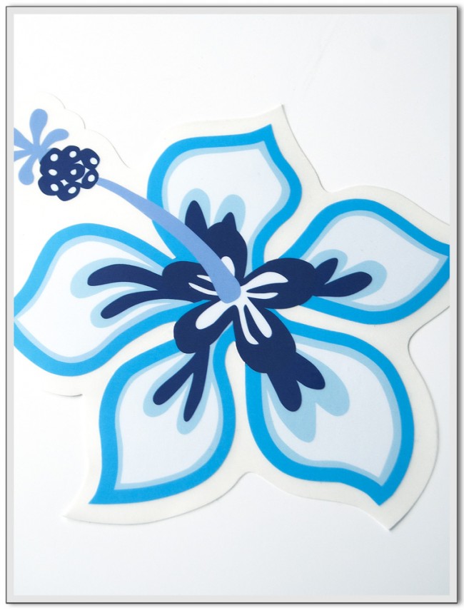 aufkleberset-hibiskus-blau-einzelnd Autoaufkleber Set - Hibiskus blau