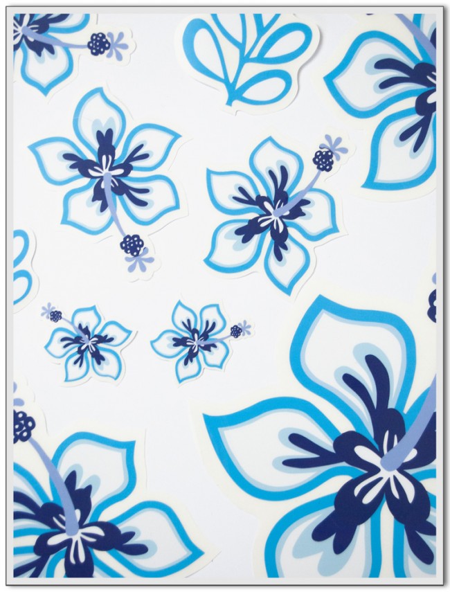 aufkleberset-hibiskus-blau-close-up Autoaufkleber Set - Hibiskus blau
