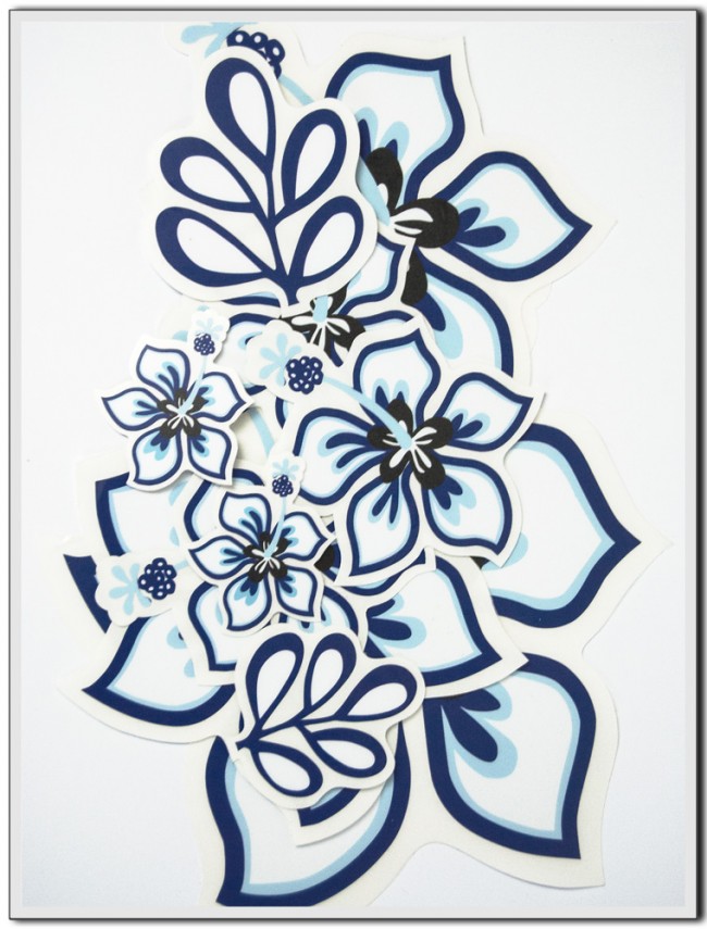 Autoaufkleber Set - Hibiskus schwarz