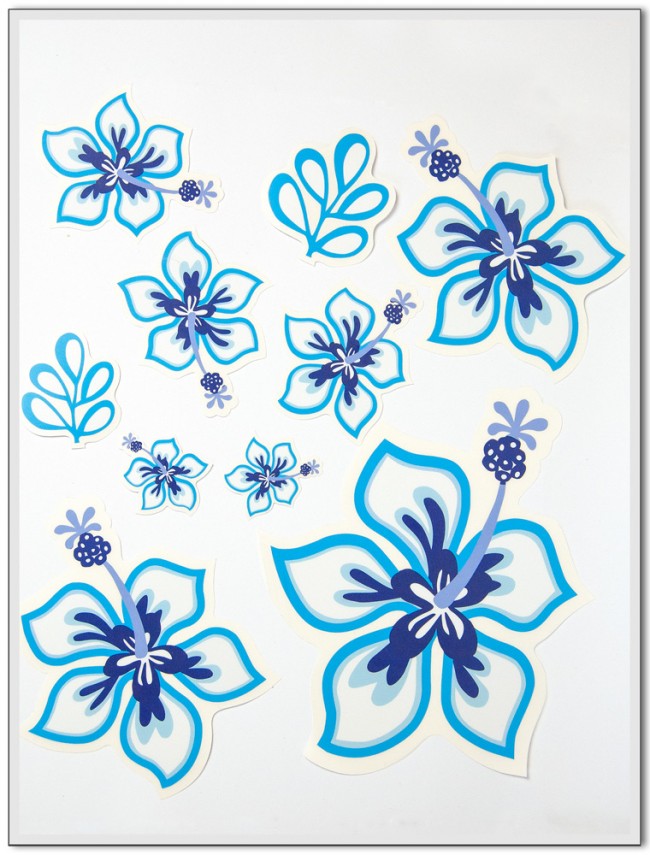 Autoaufkleber Set - Hibiskus blau