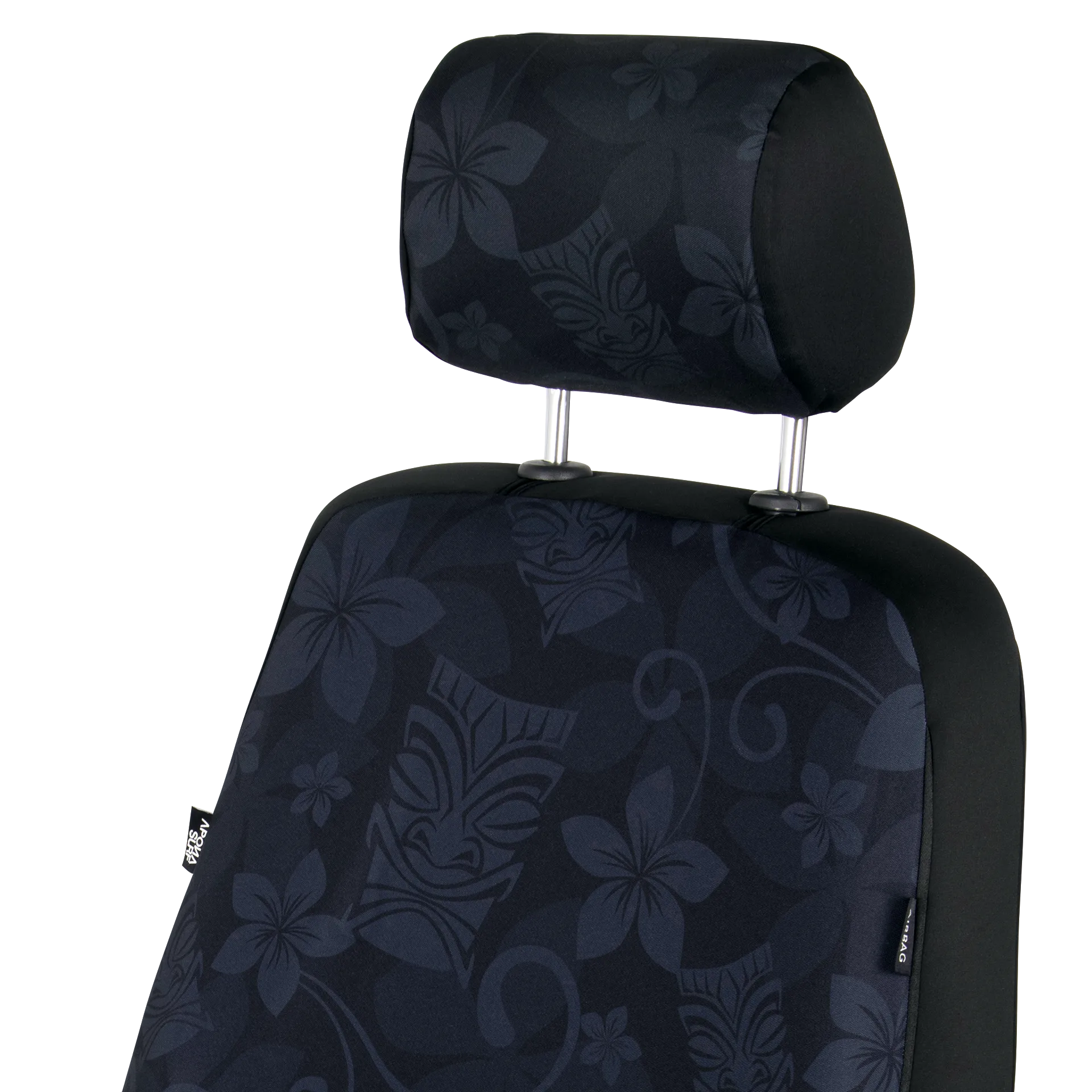 Paar Sitzbezüge mit Kopfstützen in Tiki Maske schwarz