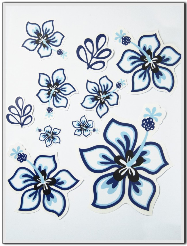 Autoaufkleber Set - Hibiskus schwarz