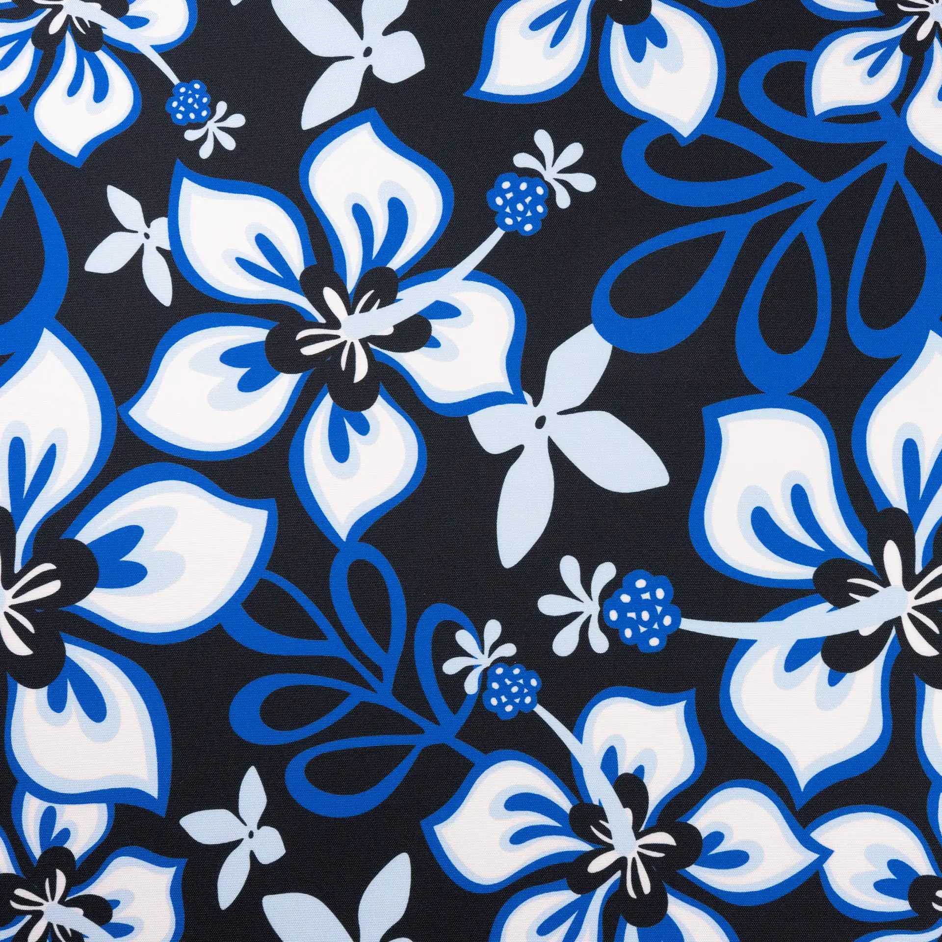 Design Stoff Meterware - Hibiskus schwarz Design Stoff Meterware - Hibiskus schwarz