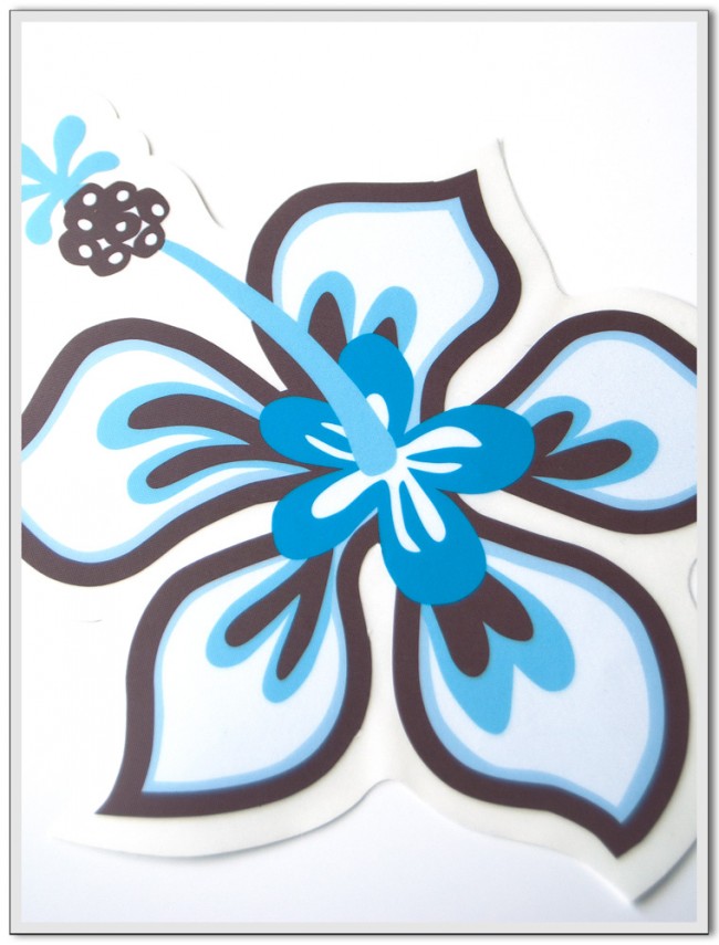 Autoaufkleber Set - Hibiskus türkis