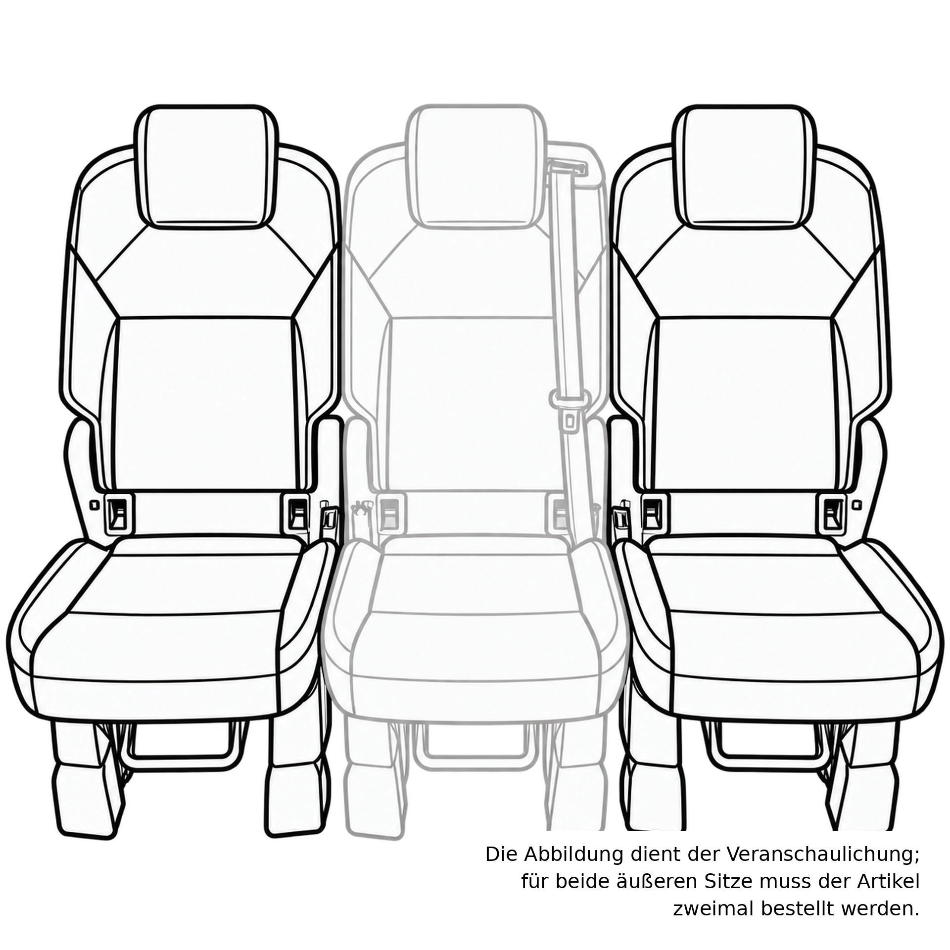 VW T7 Sitzbezug (Multivan) Einzelsitz hinten, ohne Gurt