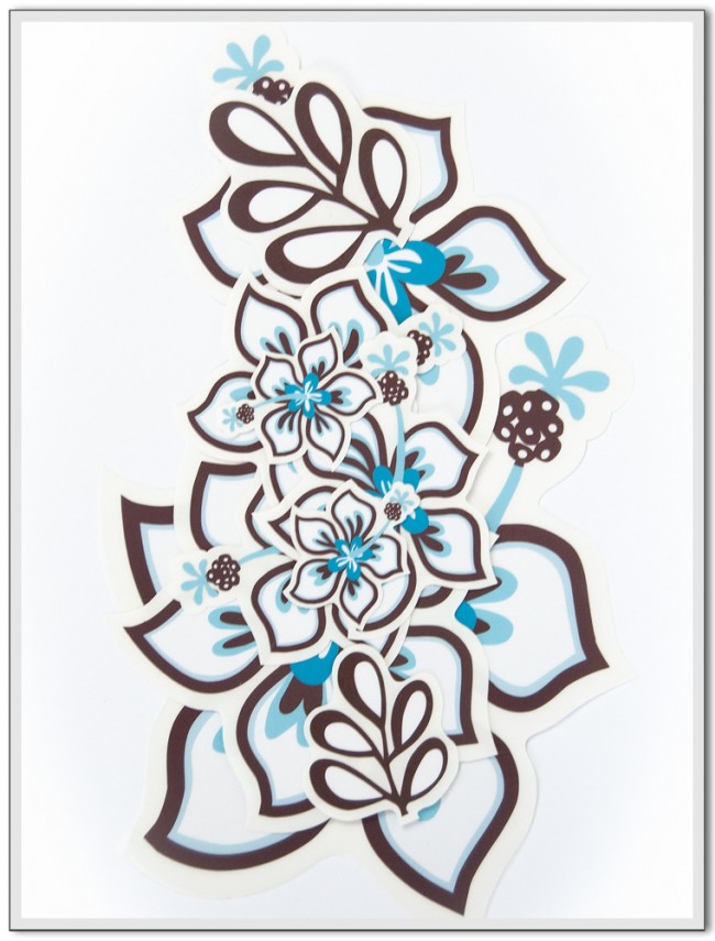 Autoaufkleber Set - Hibiskus türkis